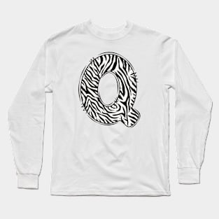 Zebra Letter Q Long Sleeve T-Shirt